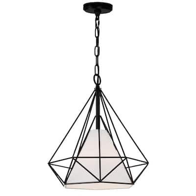 Diamond 1 Light Down Pendant With Black Finish
