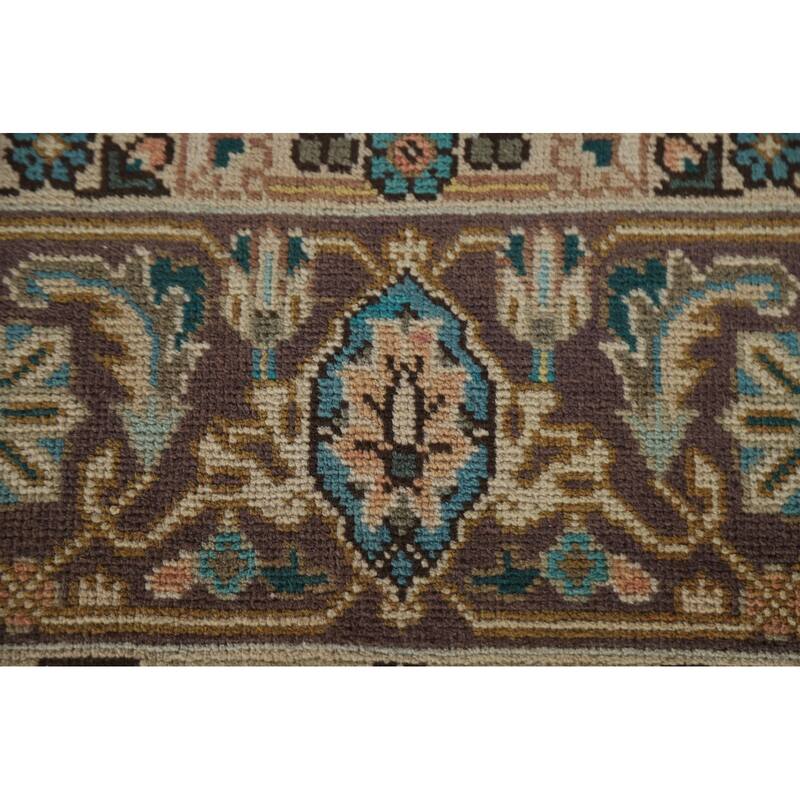 Hand Knotted Oriental 100% Wool Carpet Traditional Medallion Pink Tabriz Area Rug - 9' 7'' X 6' 4''