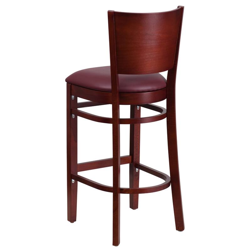 2 Pk. Lacey Series Solid Back Wooden Restaurant Barstool - 16.75"W x 18"D x 43.5"H - 16.75"W x 18"D x 43.5"H
