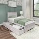 preview thumbnail 4 of 11, Max and Lily Farmhouse Twin Bed with Panel Headboard and Storage Drawers White Wash