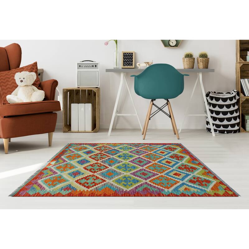 Flatweave Marlie Red/Ivory Rug - 3'3" x 4'10"