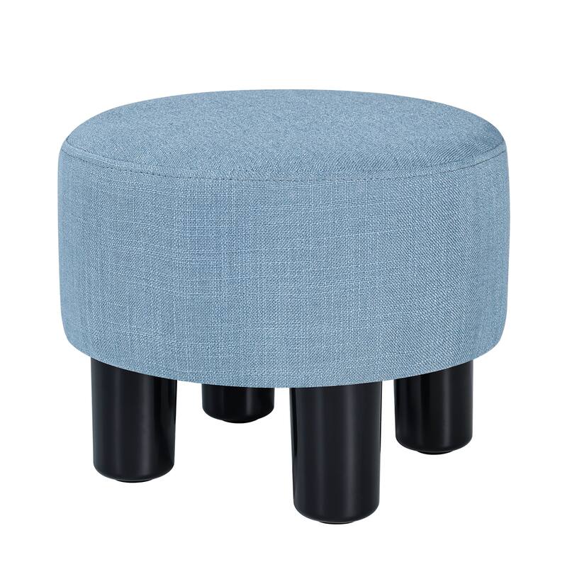 Adeco Round Ottoman Fabric Footrest Modern Padded Chair Footstool