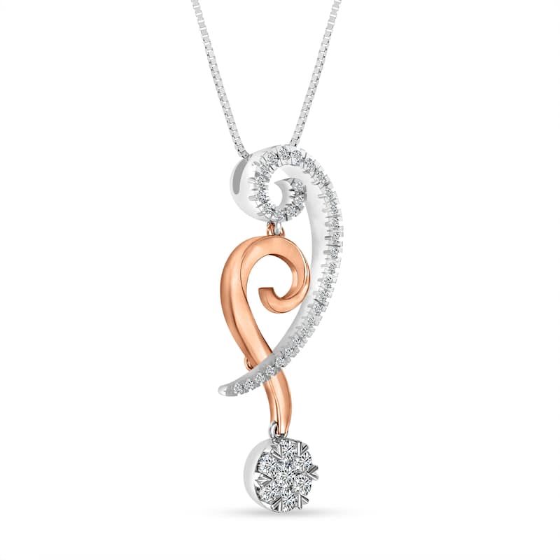 3/8 Cttw Natural Diamond 14KT 2-Tone Pink Gold Pendant