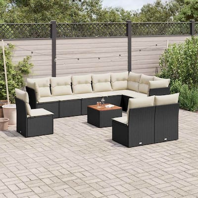 vidaXL Garden Sofa Set Black, Cream White - 24.4 x 24.4 x 27.2