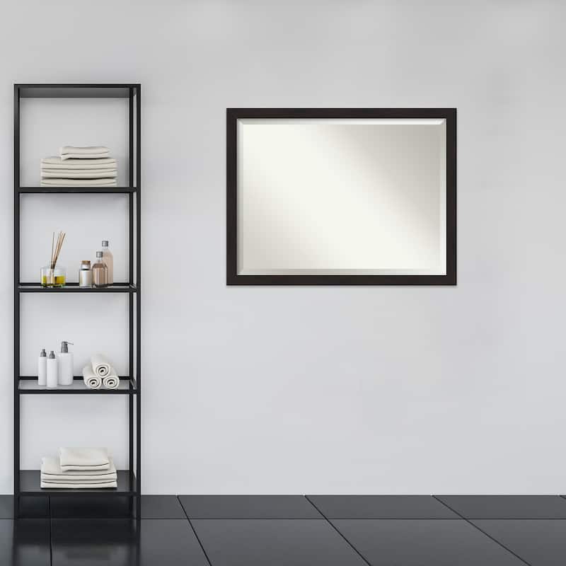 Beveled Wall Mirror - Furniture Espresso Narrow Frame - Furniture Espresso Narrow