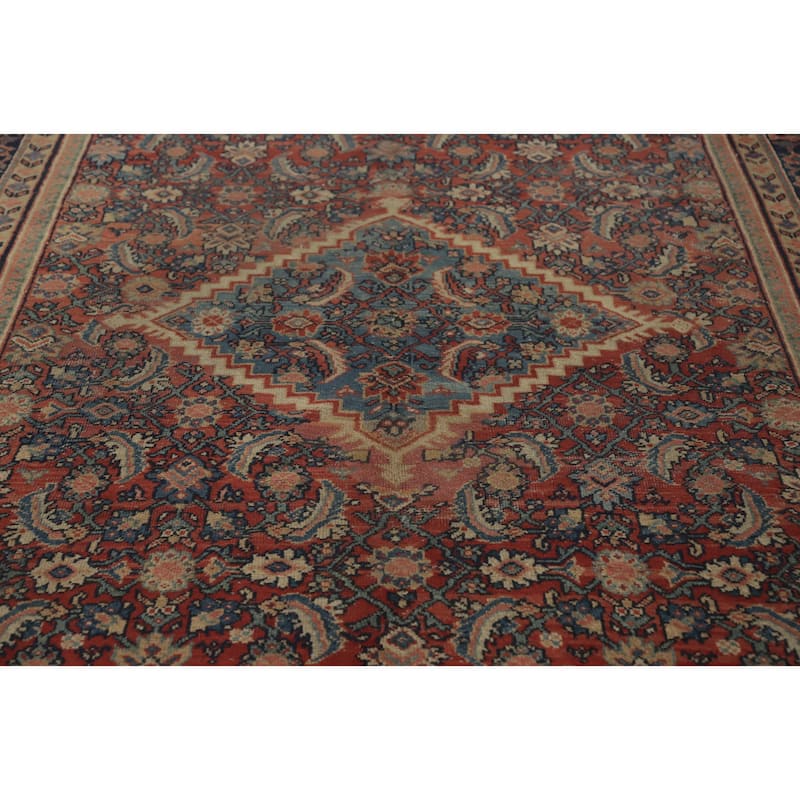 Hand Knotted Oriental 100% Wool Carpet Traditional Floral Oranges & Rust Mahal Area Rug - 10' 7'' X 7' 3''