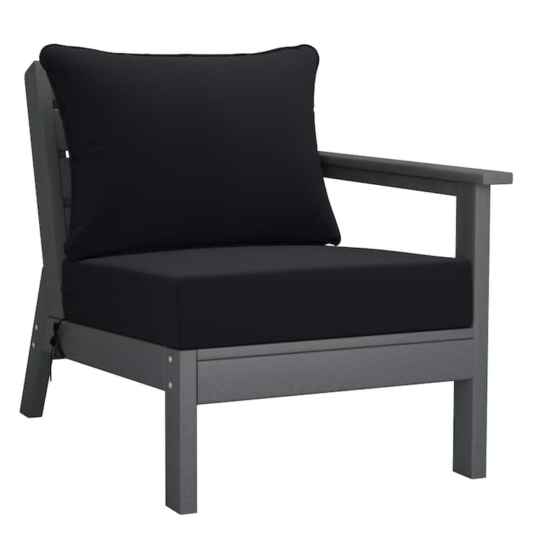Polytrends Birchwood All Weather HDPE Outdoor Patio Deep Seating Gray Sofa With Cushions (3-Piece)