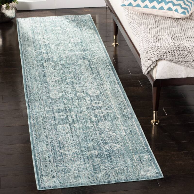 SAFAVIEH Illusion Joni Vintage Boho Oriental Viscose Rug with - 2'3" x 8' Runner - Blue/Ivory