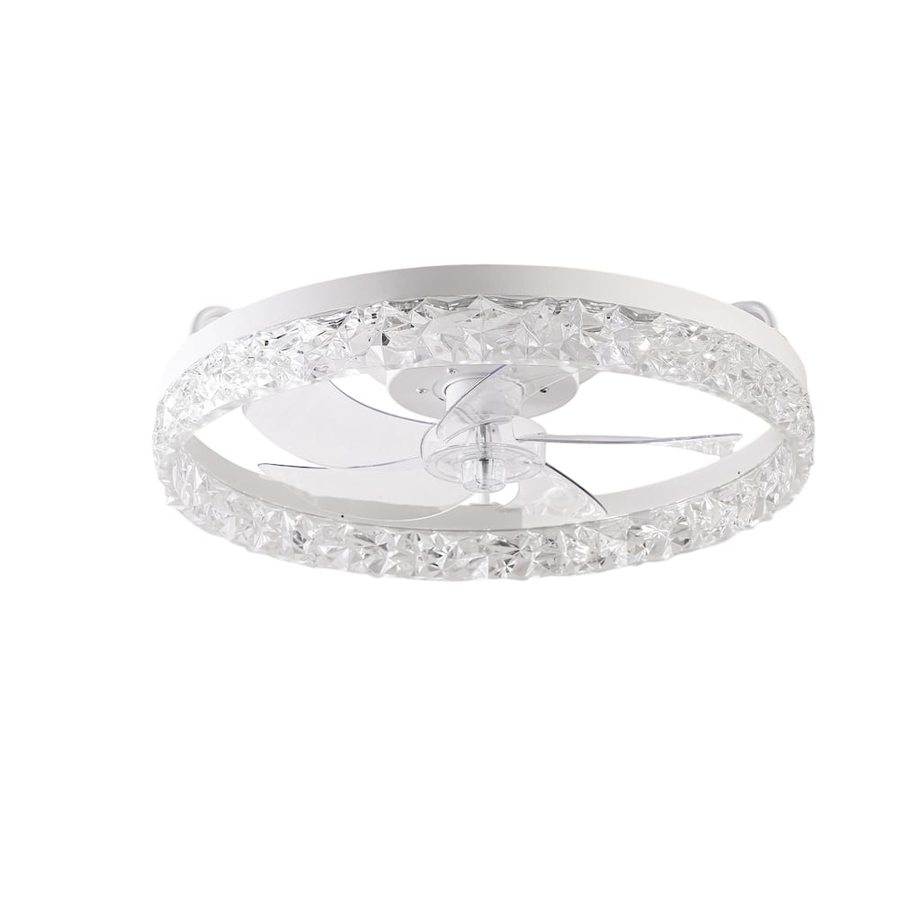 19" Bedroom Fan Light with Remote Control, Dimmable, 7 Blades, Reversible DC Motor, with LED Light