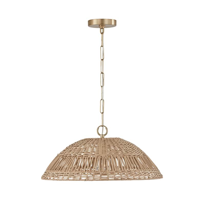 Naomi 1-light Hanging Pendant - 9.25"H x 21"W - Matte Brass