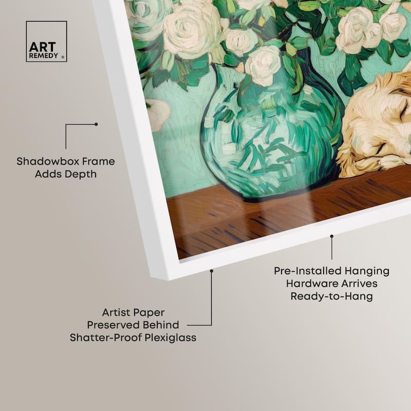 Rose Vase Puppy Shadowbox by Art Remedy