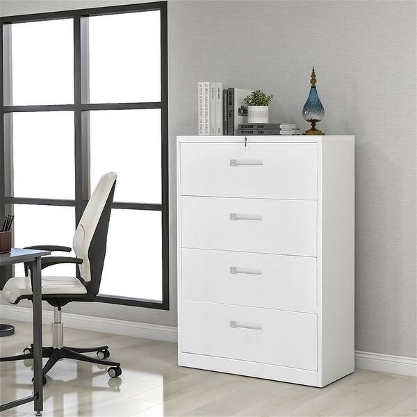 Amazon Com 2 Drawer File Cabinet Lateral File Cabinet With Lock And Key Metal File Cabinet Assembly Needed Black Home Kitchen