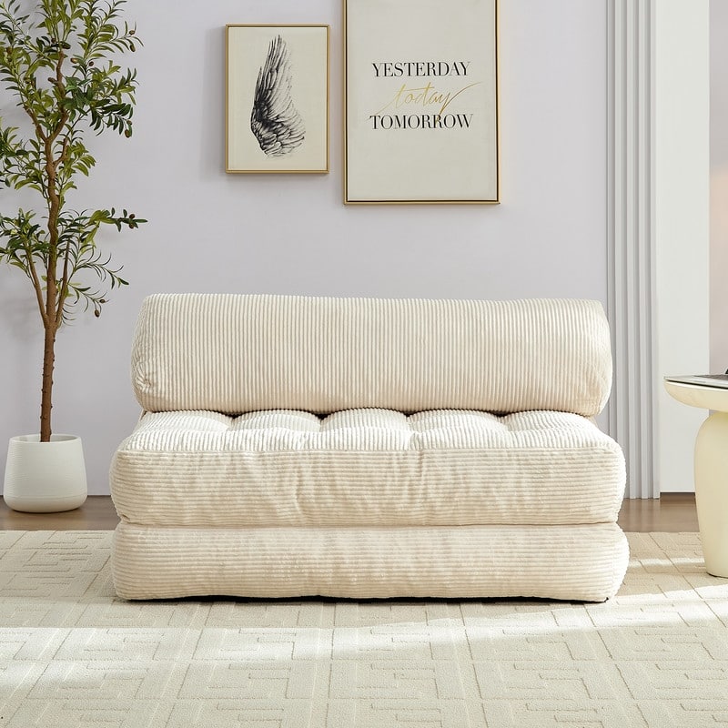 Mixoy W32''/W50'' Corded Velvet Fabric Folding Floor Lazy Futon Sofa Bed