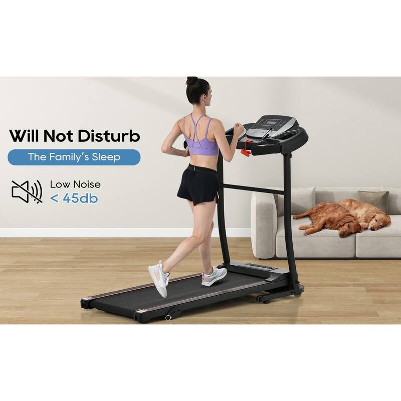 Home Folding Treadmill wPulse Sensor, 2.5 HP Quiet Brushless Motor, Walking Jogging Machine w/3 Level Incline 12 Preset Programs
