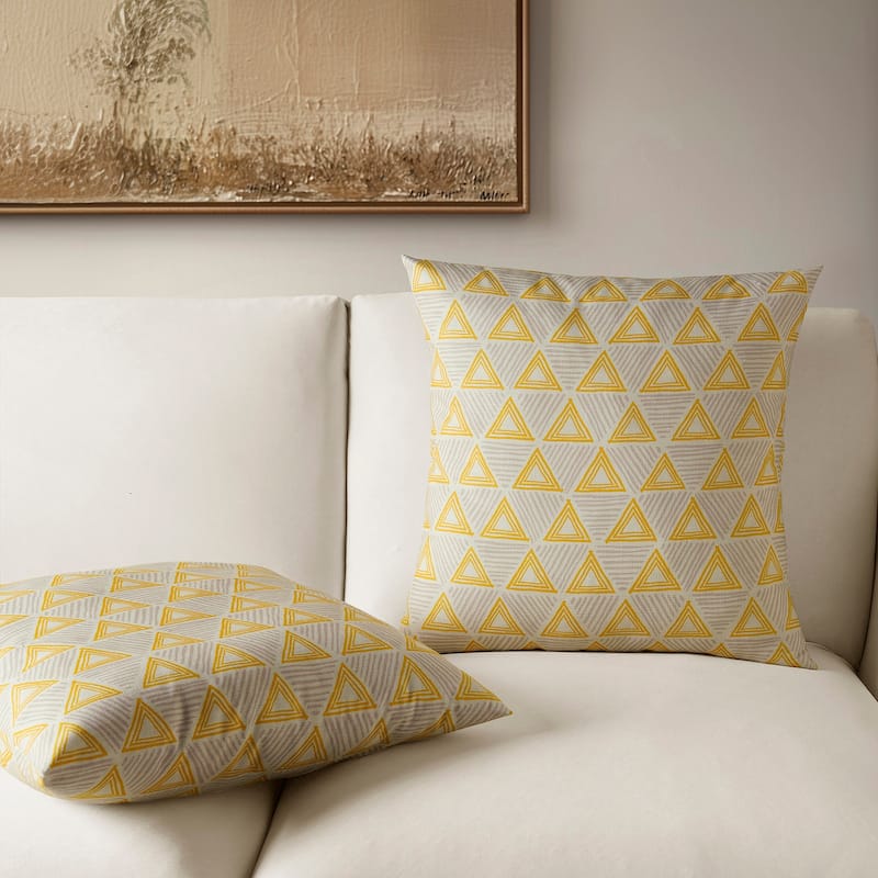 Exclusive Fabrics Printed Cotton Throw Pillow Covers 18 X 18 - Textured Decorative Pillow Covers (Set of 2)