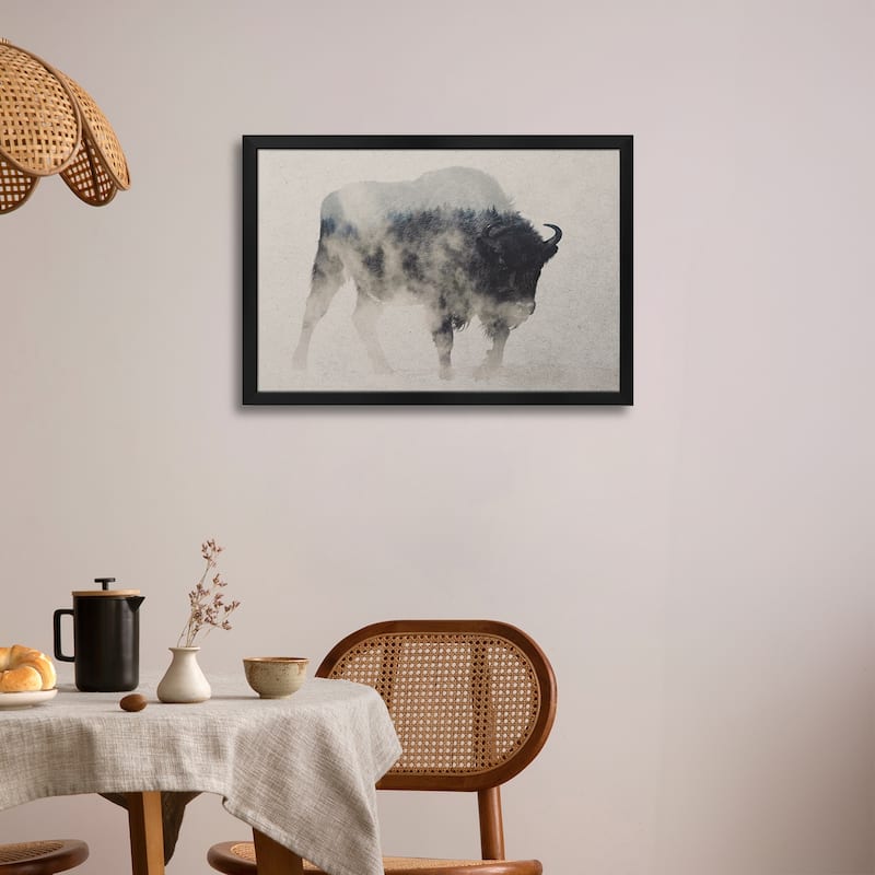 Bison In The Fog Premium Framed Poster by Andreas Lie