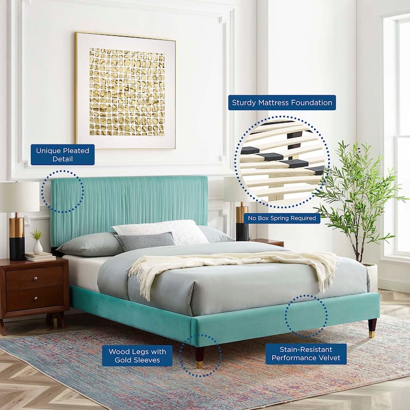 Peyton Performance Velvet Queen Platform Bed