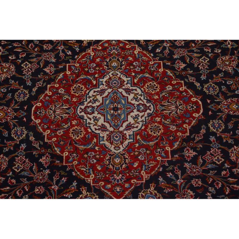 Vintage Traditional Kashan Persian Wool Area Rug Hand-knotted Carpet - 9'11" x 13'1"
