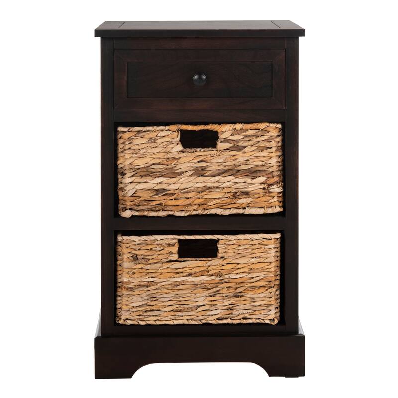 SAFAVIEH Alverta Red Storage Side Table - 15.9" x 13" x 27.6" - Brown