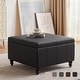 preview thumbnail 4 of 52, Leather Square Storage Ottoman for Living Room, Brown/ Black 30"W x 30"D x 18.1"H