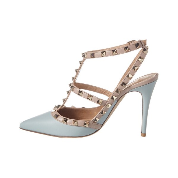 valentino rockstud caged 100 leather ankle strap pump
