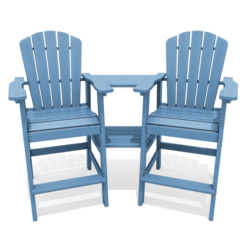 Outdoor Tall Adirondack Chair Set of 2 with Connecting Tray