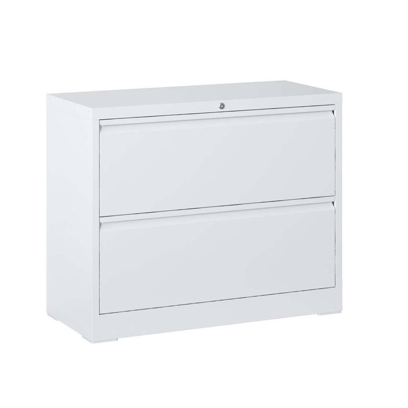Modern Filing Cabinet, Lockable File Cabinet Lateral Filing Cabinet with 2 Drawers, for Home Office, White