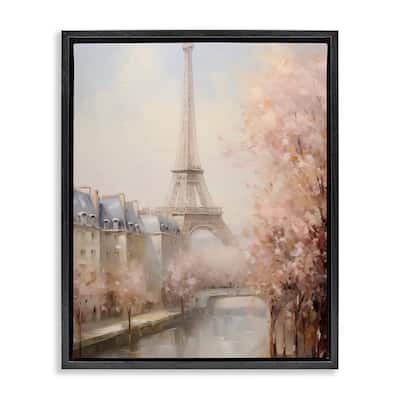 Stupell Soft Eiffel Tower River View Framed Floater Canvas Wall Art Design By Arlington Prints