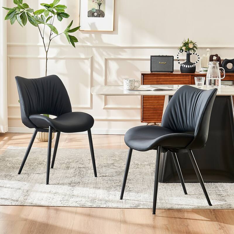 Modern Dining Kitchen Chairs Set of 2 Loads up to 300lbs - Black