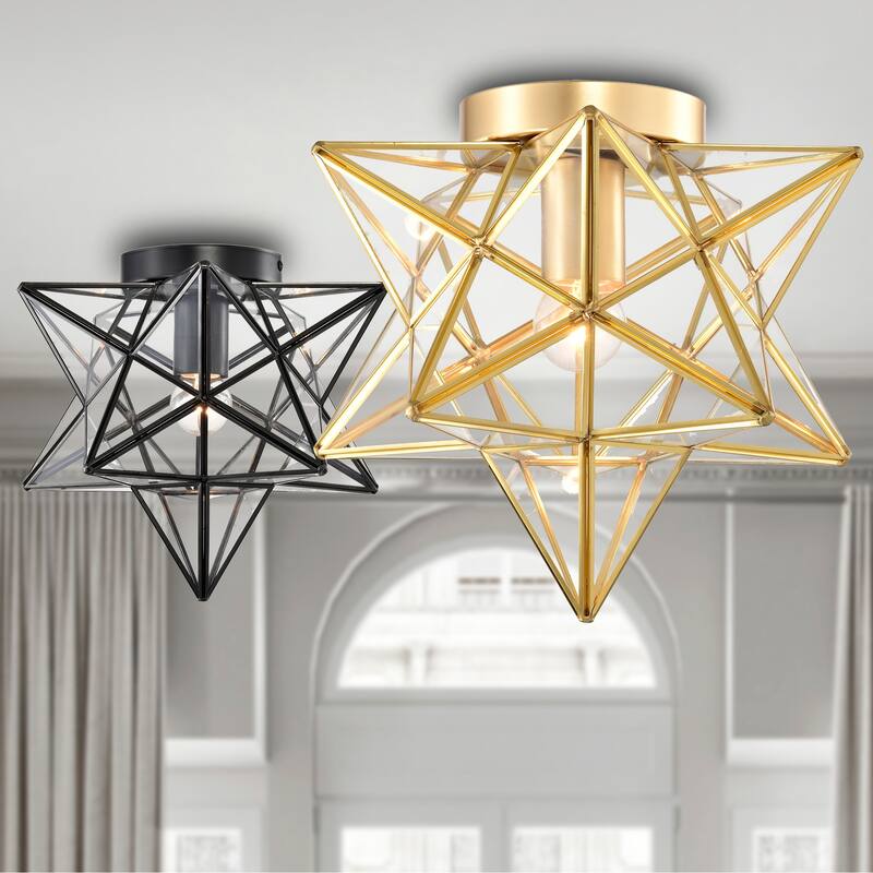 Estrelya Starburst Flushmount Ceiling Lamp with Glass Faces