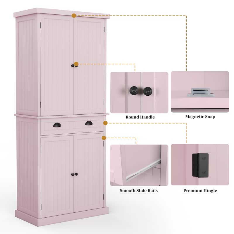 72" Kitchen Pantry with Large Drawer