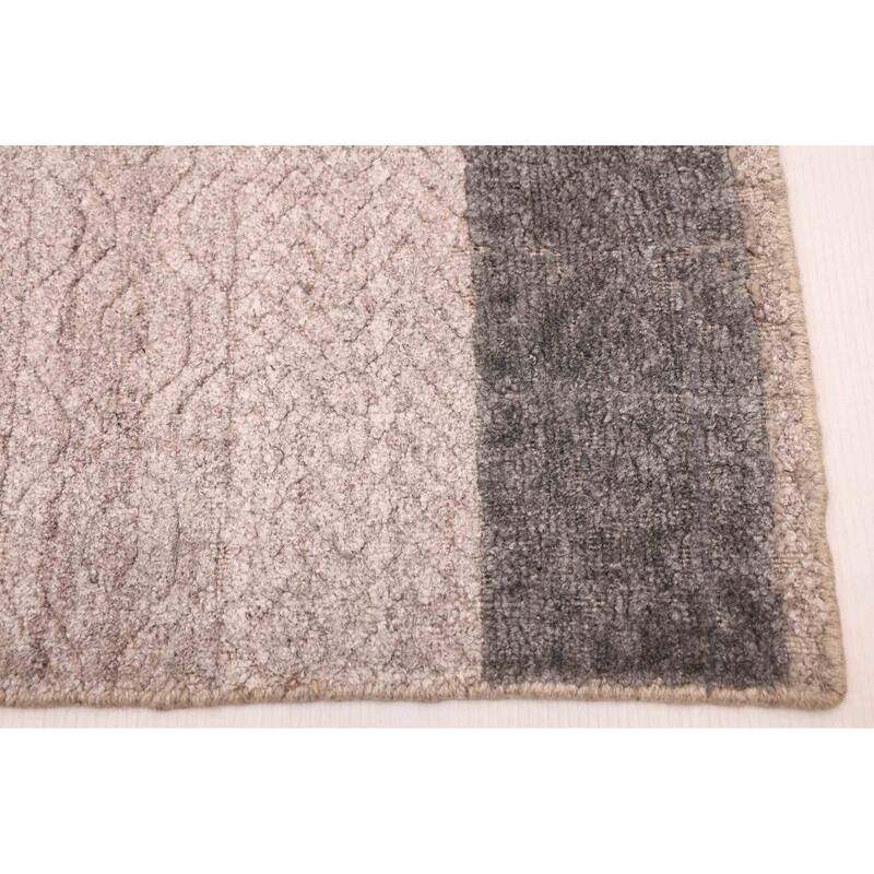 ECARPETGALLERY Hand Loomed Elysian Grey Viscose, Wool Rug - 8'2 x 9'11