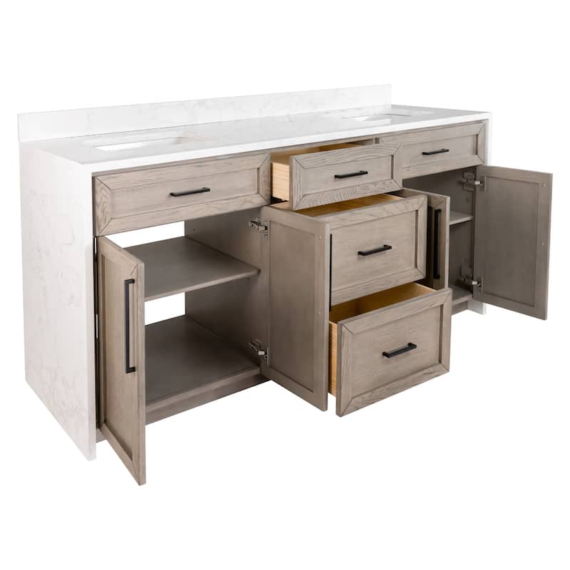 KitchenBathCollection Palisade 72" Double Waterfall Vanity with Engineered Marble Top