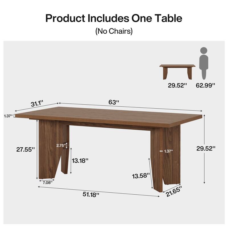 63" Executive Desk, Farmhouse Office Computer Desk with Sturdy Legs