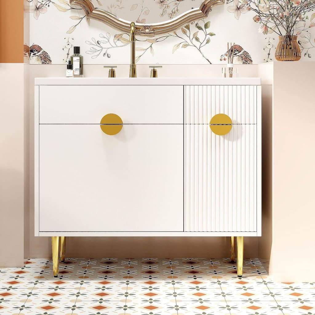 36 Inch Modern Bathroom Vanity With Sink in White