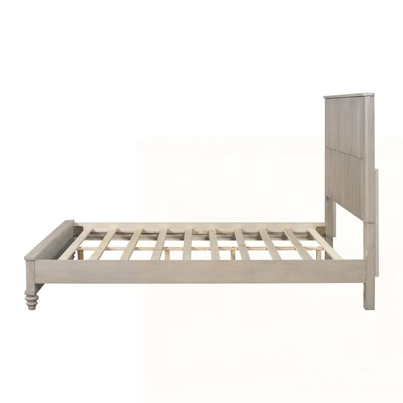 Solid Wood Bed Frame with Tall Headboard