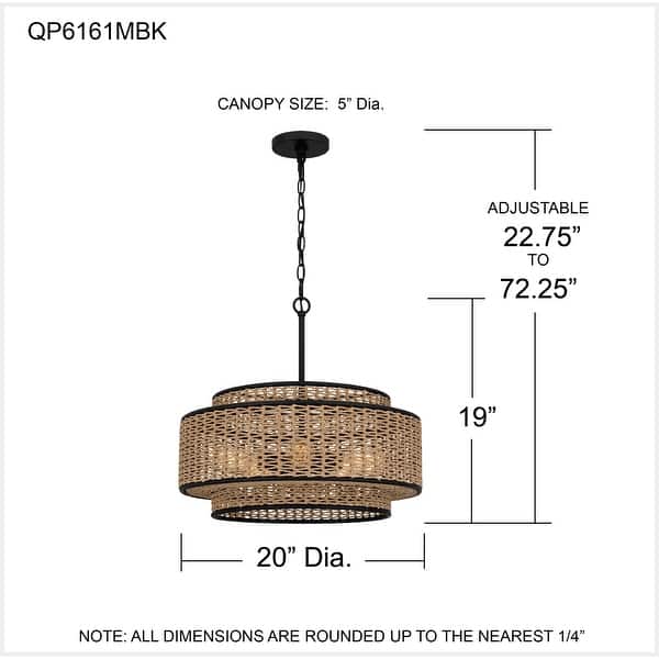 Teton 5-Light Matte Black Pendant