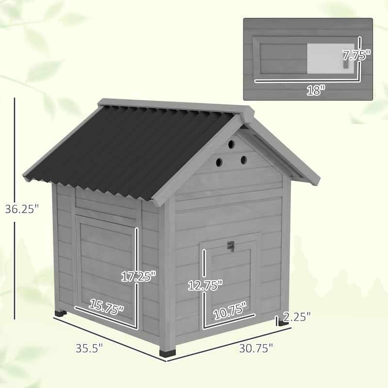 PawHut Duck Coop, Wooden Duck House, Outdoor Small Animal House with Openable Roof, Double Doors, Removable Base