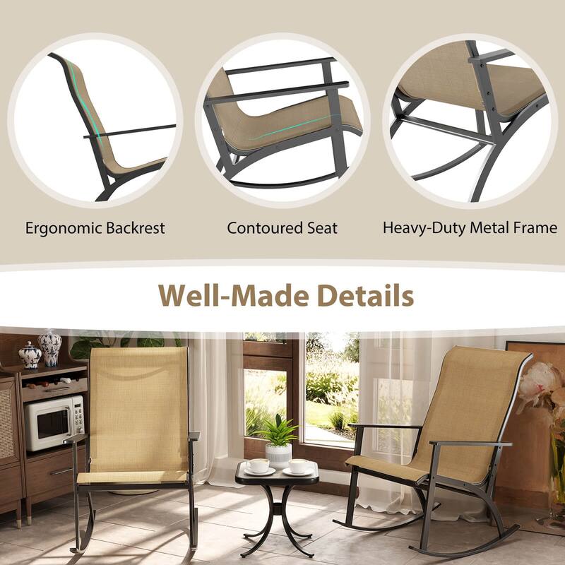 Costway 3 PCS Patio Rocker Set with High Backrest & Wood-Plastic - See Details