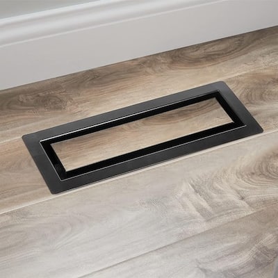 Zion Floor Register 4" x 10" Matte Black Modern Flush Mount Air Register for Heating and AC Customizable