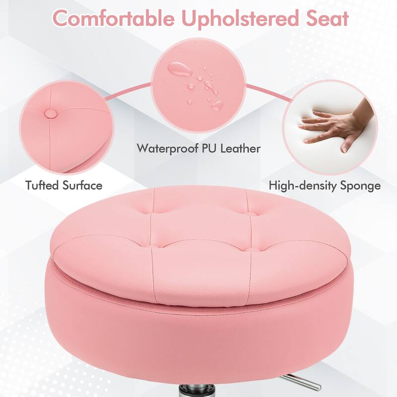 Costway Set of 2 Adjustable Vanity Stool Swivel Storage Makeup Chair - See Details