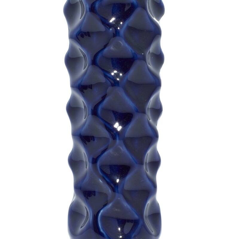 CosmoLiving by Cosmopolitan Sleek Ceramic Glam Vase with Varying Patterns (Set of 3) - Silver, Gold, Dark Blue, White