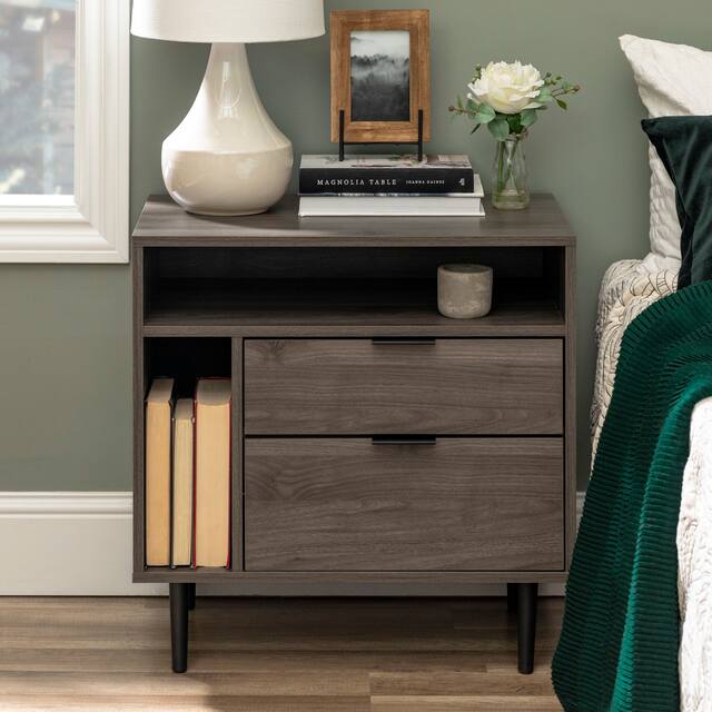 Middlebrook 25-inch Modern 2-drawer Storage Nightstand - Slate Grey