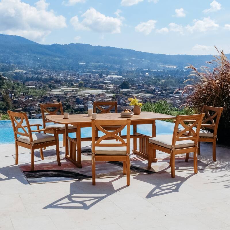 Cambridge Casual Lowell 7-Piece Teak Patio Extendable Dining Set