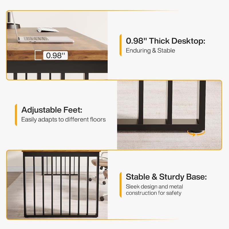 78.74" Extra Long Computer Desk, Double 2-Person Desk, Workstation Writing Study Table for Home Office