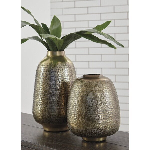 The Curated Nomad Miller 2-piece Hammered Metal Vase Set. Opens flyout.