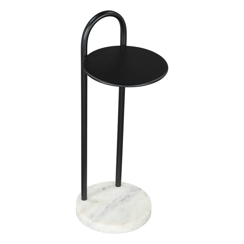 HomeRoots 22" Black And White Iron And Marble Round C Table End Table - 8' X '22' X '8