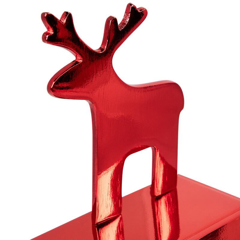 Reindeer, Christmas Tree, Star Metallic Red Christmas Stocking Holders