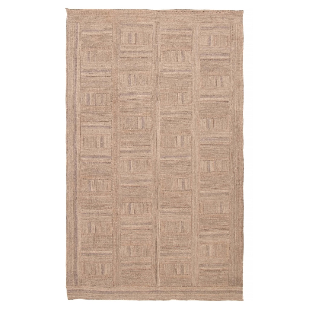 ECARPETGALLERY Flat-Weave Anatolia Patch Grey Wool Kilim - 6'7 x 10'7