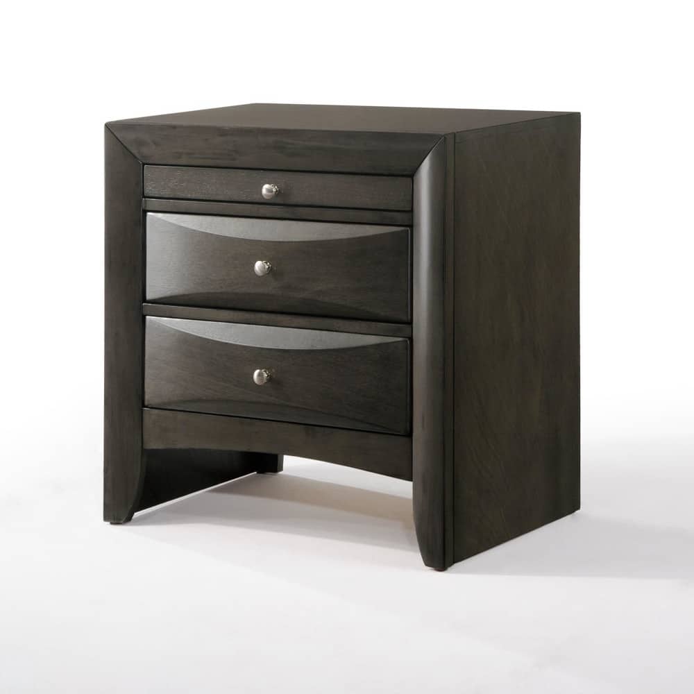 Gray Oak Nightstand with Drawer and Tray, Modern Elegance, Durable Construction